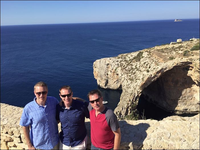 The Blue Grotto is HUGE. That is a boat sticking out of Grahams neck.