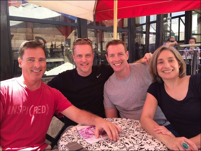 Graham, Chris, Boyd, and Randi at the Fontella Tea Garden (Mdina, Malta)