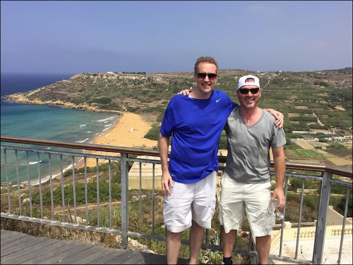 We pushed Boyd over the rail to let you see the beach of Ramla Bay.